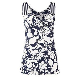 cabi Shoulder Tie Top -- Navy/White -- Small